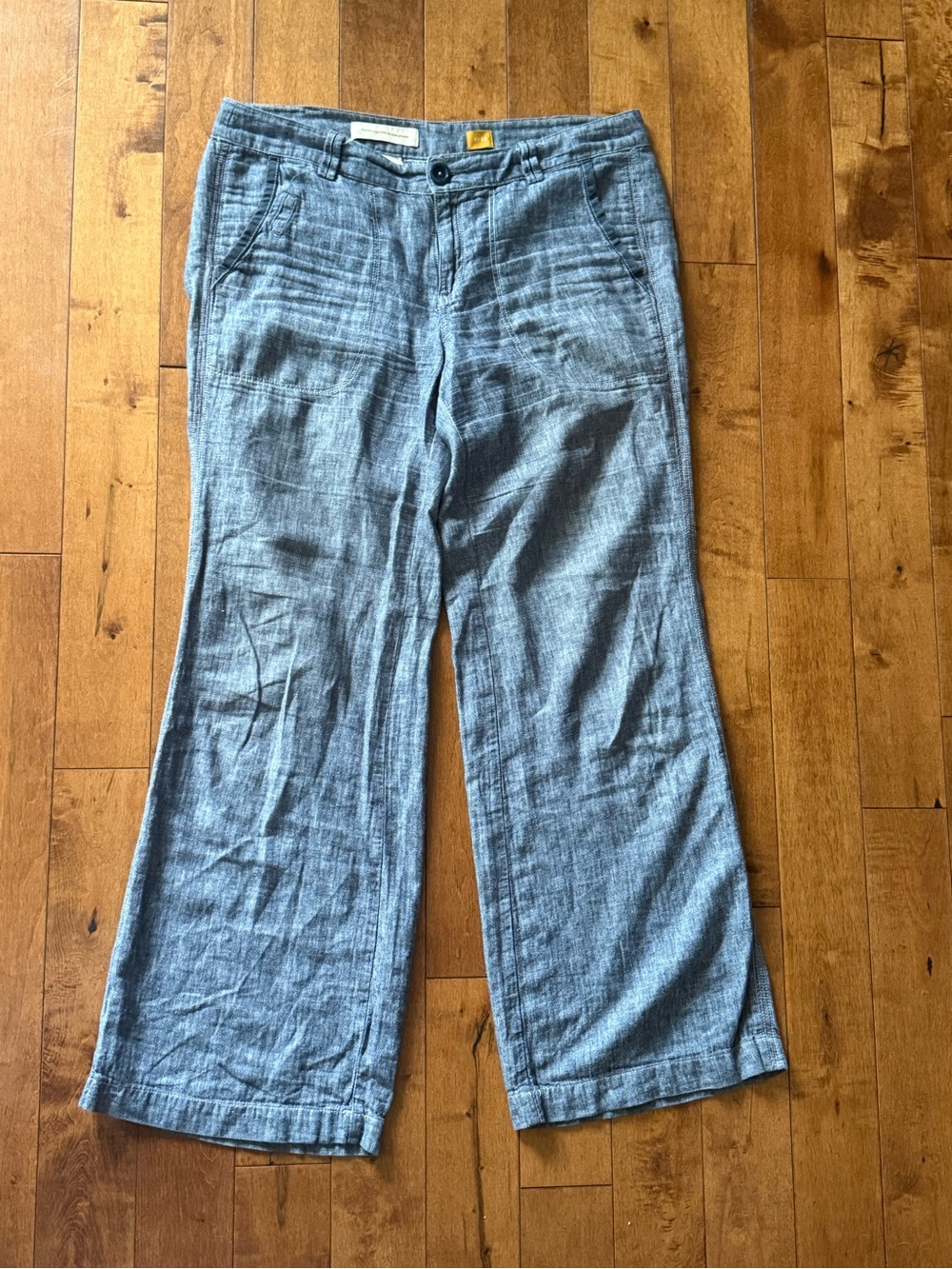 Pilcro Wide-Leg Linen-Blend Pants in Heather Blue